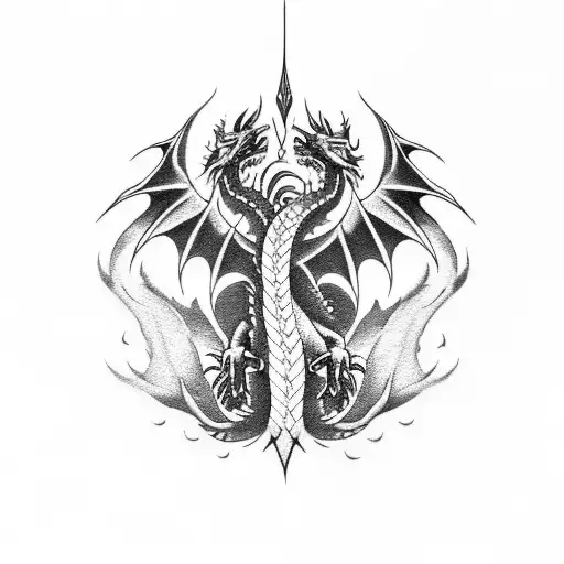 Dragon With Black Fire And Spikes