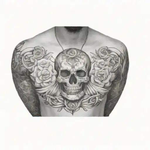 A Man With A Tattoo Of A Skull And A Heart