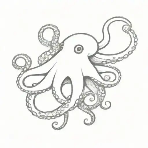Octopus With Small Butterfly On Its Tentacle