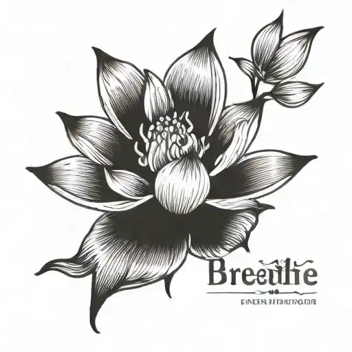 A Medium Size Tattoo With The Words Just Breathe On The Side Of A Lotus Flower
