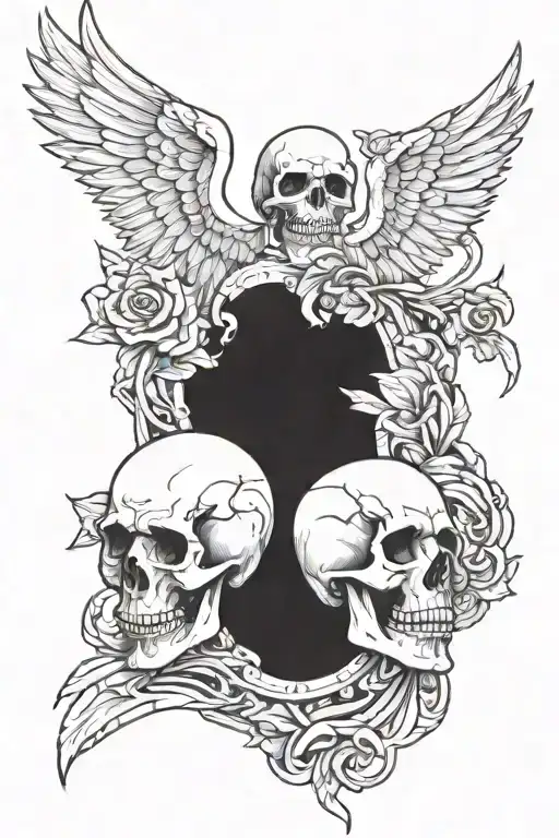 Skull And Angel Looking