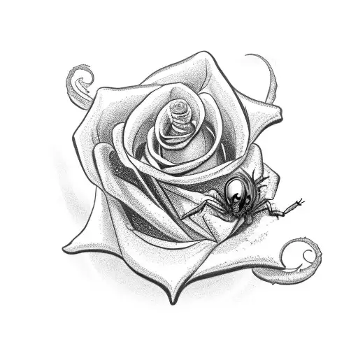 A Spider Crawling Out Of A Rose With A Money Bag In Its Grasp