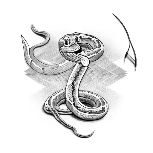 Snake Sliced In Three Pieces Three Arrows In The Three Slices