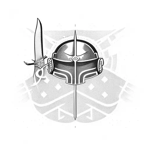Sword Helmet Along The Arm