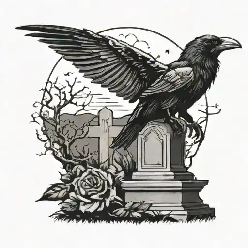 A Raven Perched On A Gravestone In A Timelapse Scene