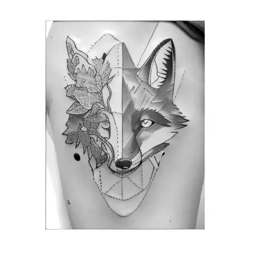 A Fox And Aspen Leaves