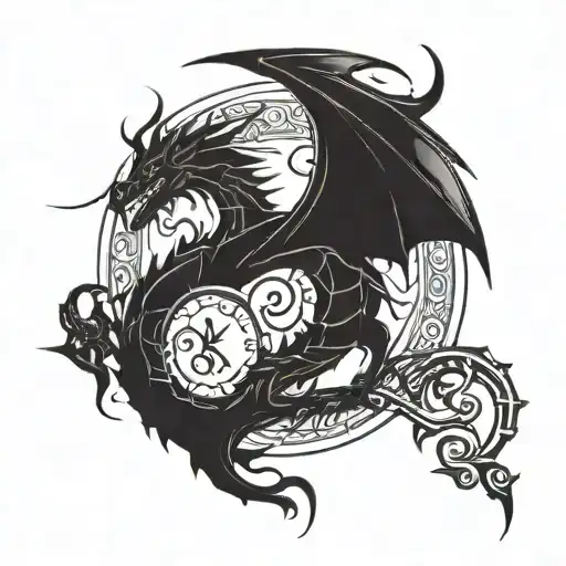 Dragon With Viking Protectiv Rune Circle