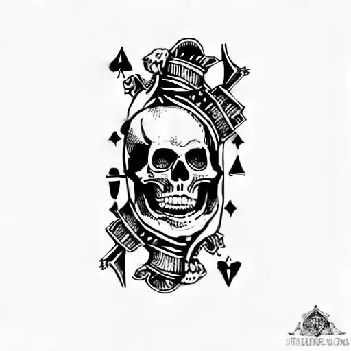 A Skeleton With A Knife And A Deck Of Cards