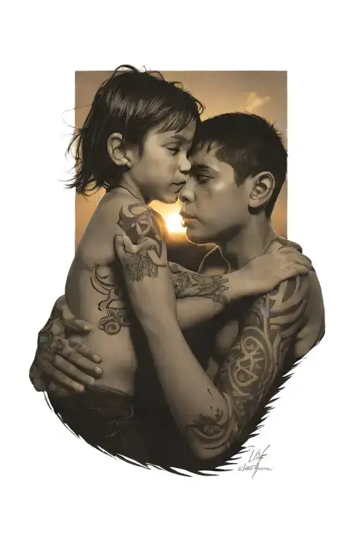 Brother And Sister Playinin The Sunset Reflecting Personal Development