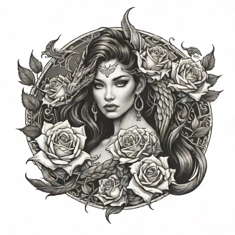 Dragon Roses Woman