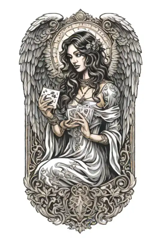 Angel Woman Play Card Tarot