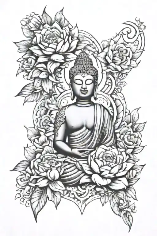 Floral With Buddha Meditating