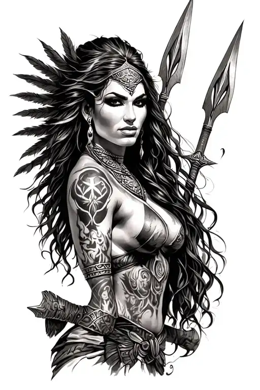 Ares As A Women With Spear