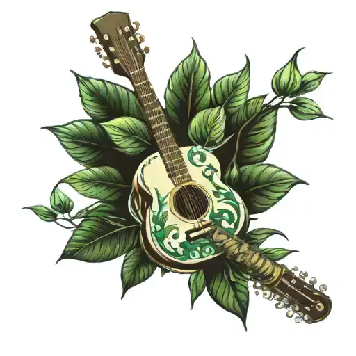 Green Plant With Guitar