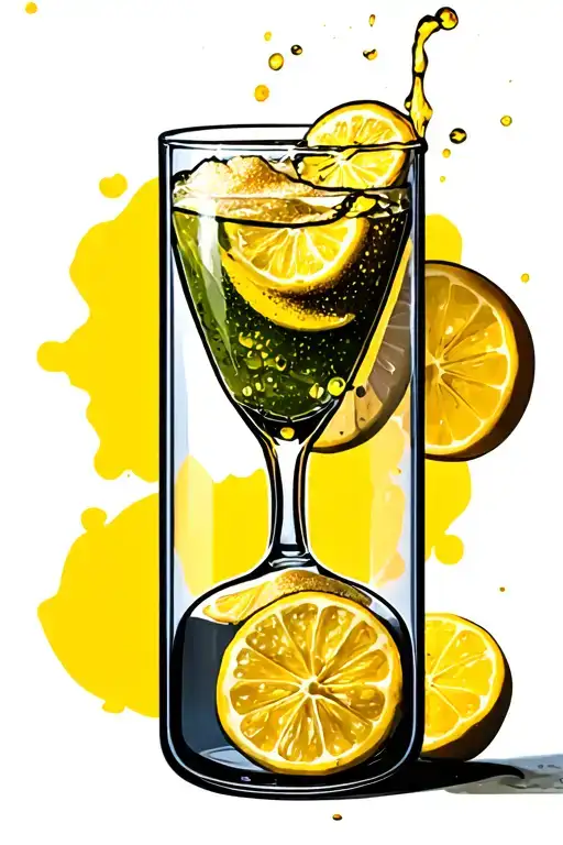 Lemonade Glass Pouring Into Hour Glass With Sand