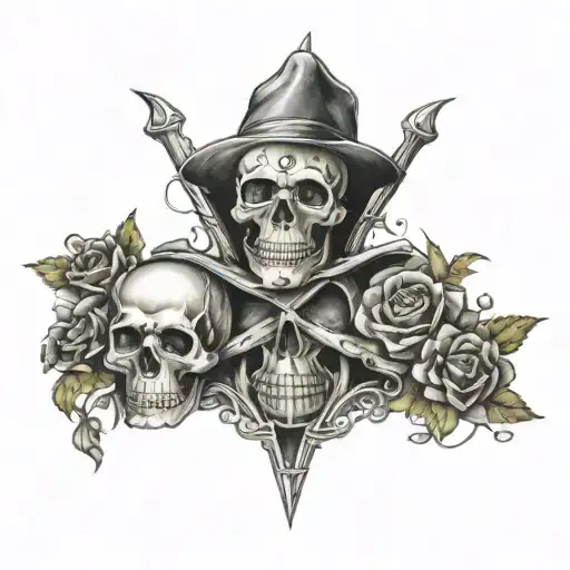 Skull In An Hourglass With Diamonds As Eyes