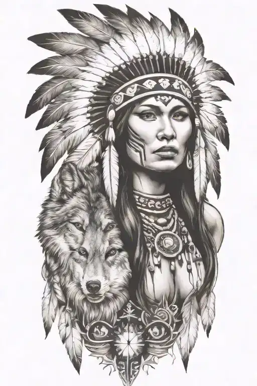 Native American Women Wolf