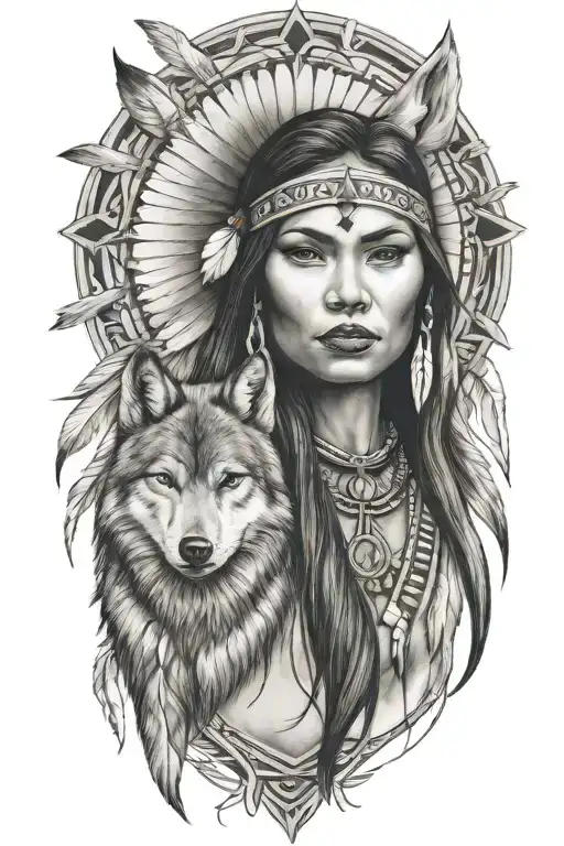 Native American Women Wolf
