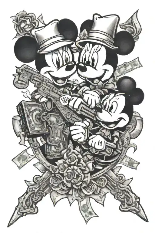 Minnie And Mickey Mouse Money Bags N Guns
