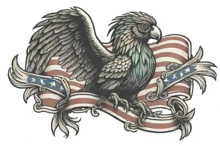 Quetzal Bird Holding Puerto Rican Flag In Sunset Sky