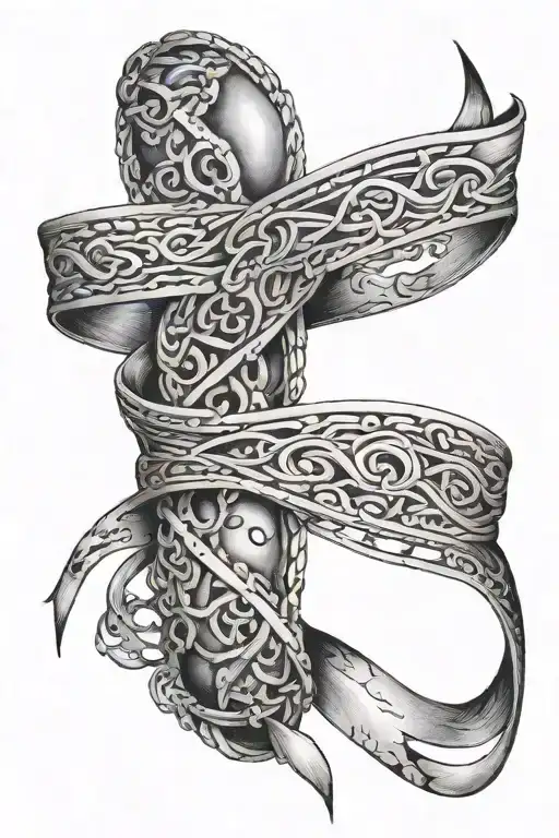 Dna Strand Into Cancer Ribbon Wrapped