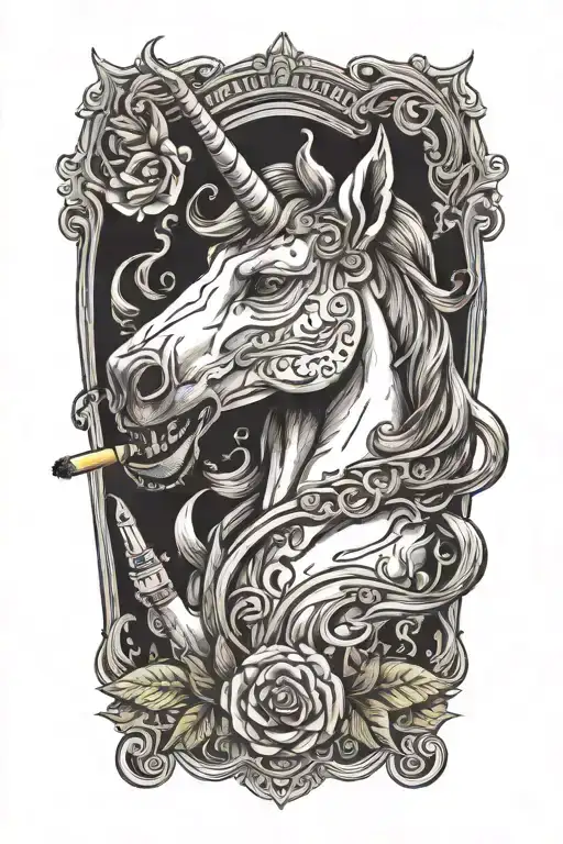 A Unicorn Smoking A Joint Sitting