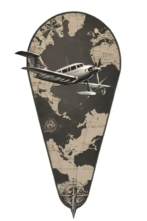 Flying Plane With Map