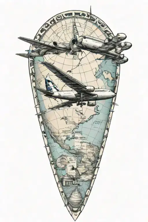 747 Plane With Map