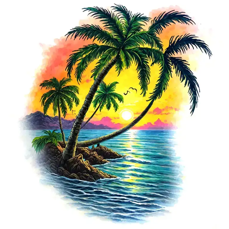 Scenery With Palm Trees And A Bay