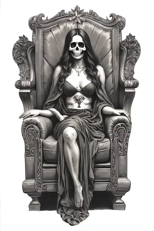 Holy Death Sitting On Her Throne