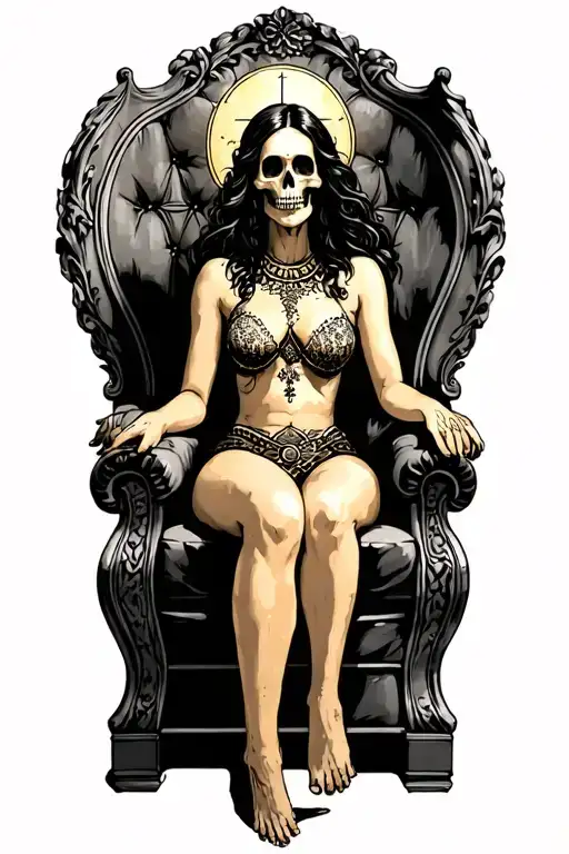 Holy Death Sitting On Her Throne