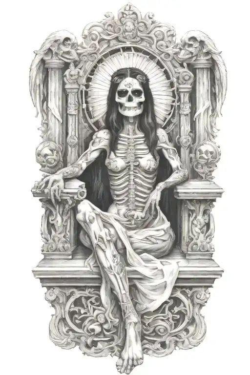 Holy Death Sitting On Her Throne