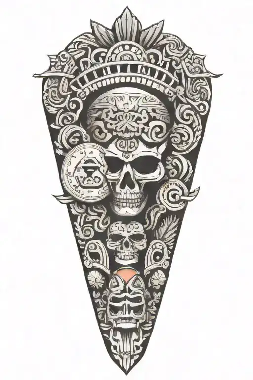 Mexican Flag Waving With Aztec Symbols