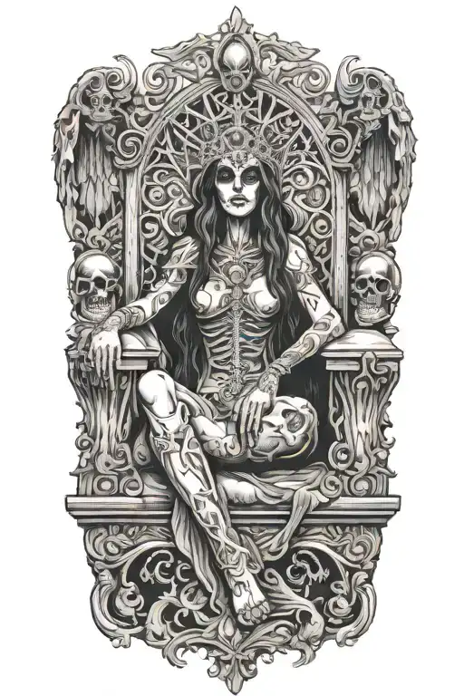 Holy Death Sitting On Her Throne