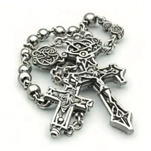 Rosary With Chrome Hearts Cross Wrapped