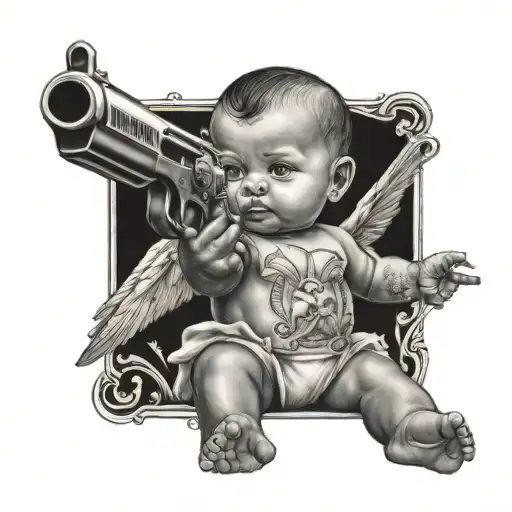 Gangser Street Baby Angel Aiming A Gun