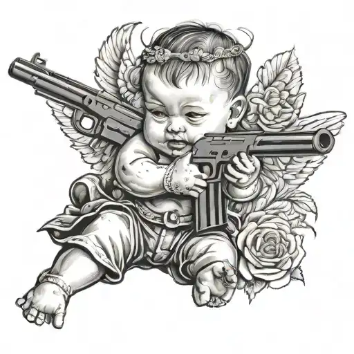 Gangser Street Baby Angel Aiming A Gun
