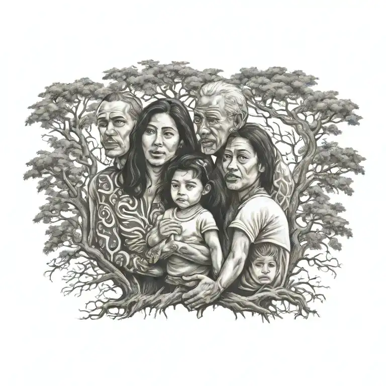 Family Tree Son Daughter Holding Hands