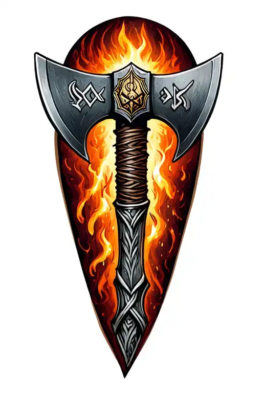 Viking Axe Set On The Runes