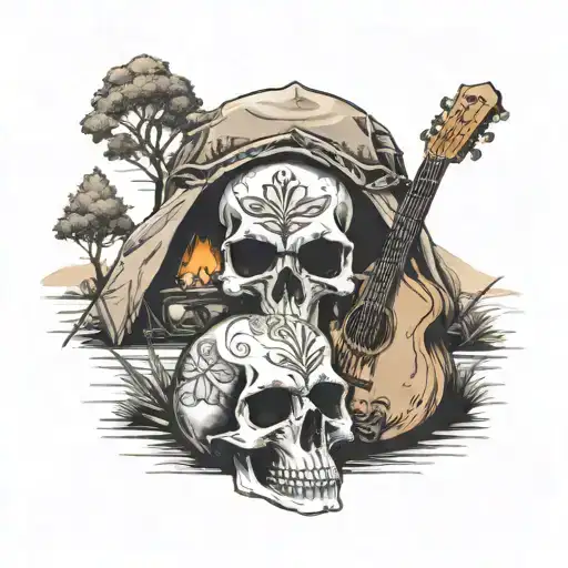 Camping Scene With A Skull
