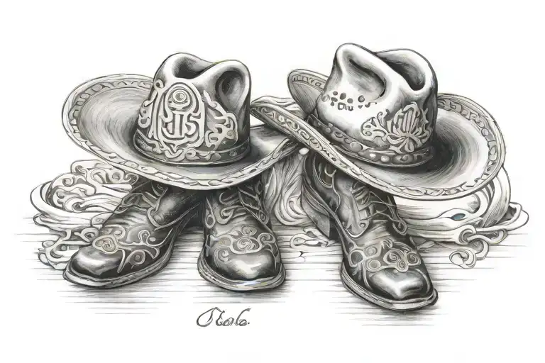 Square Toe Cowboy Boots And Cowboy Hat