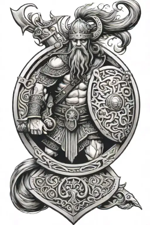 Viking Warrior And Shield