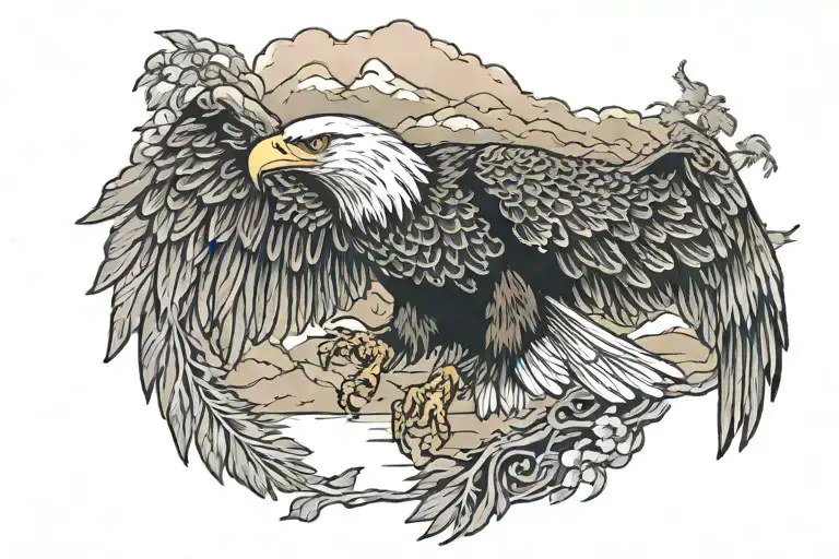 Eagle With Landscape