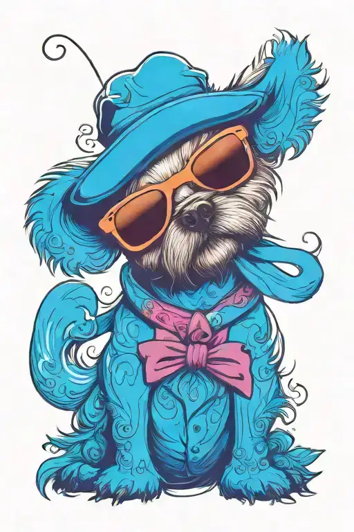 Dog Wearing Sunglasses With A Beard