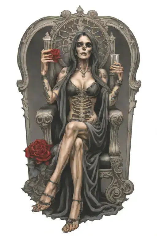 Holy Death Sitting On Her Throne