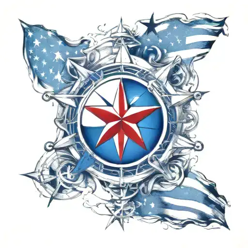 Nautical Star Compass Design American Flag