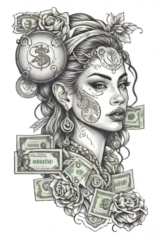 Girl Face With Money Bag
