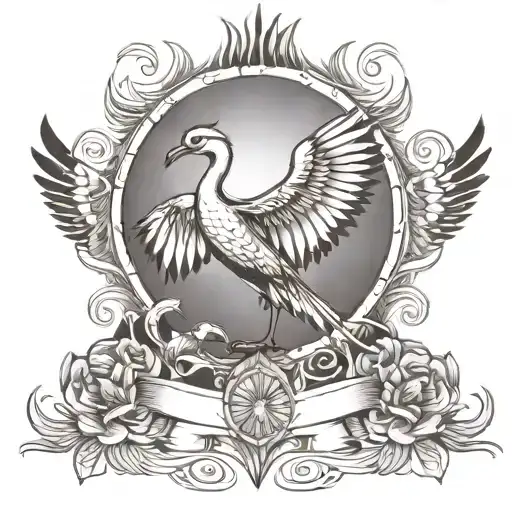 Sun Crane Bird Banner