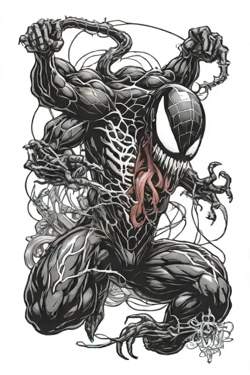 Make Venom With Tounge Fighting With Spiderman In New York For Back