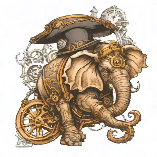 Steampunk Elephant Wearing Hat